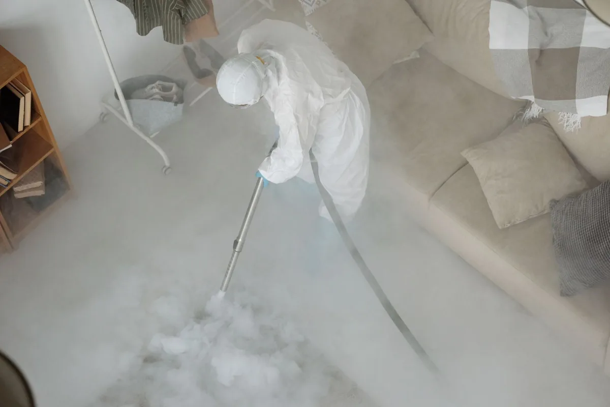 Biohazard cleanup technician in protective equipment, Boulevard Park, WA